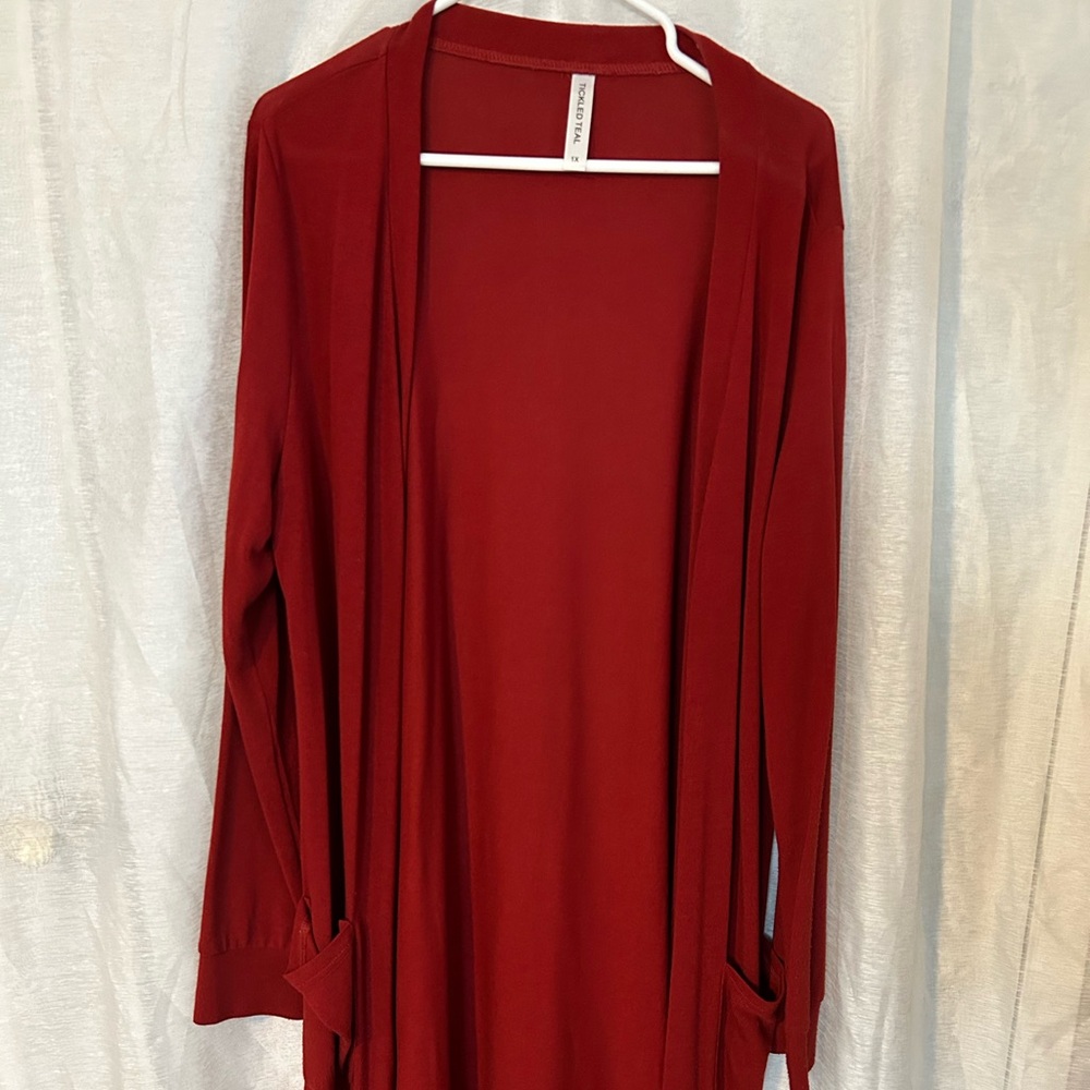 Red cardigan